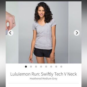 Lululemon Heathered Gray Swiftly Tech V-Neck Tee size 6